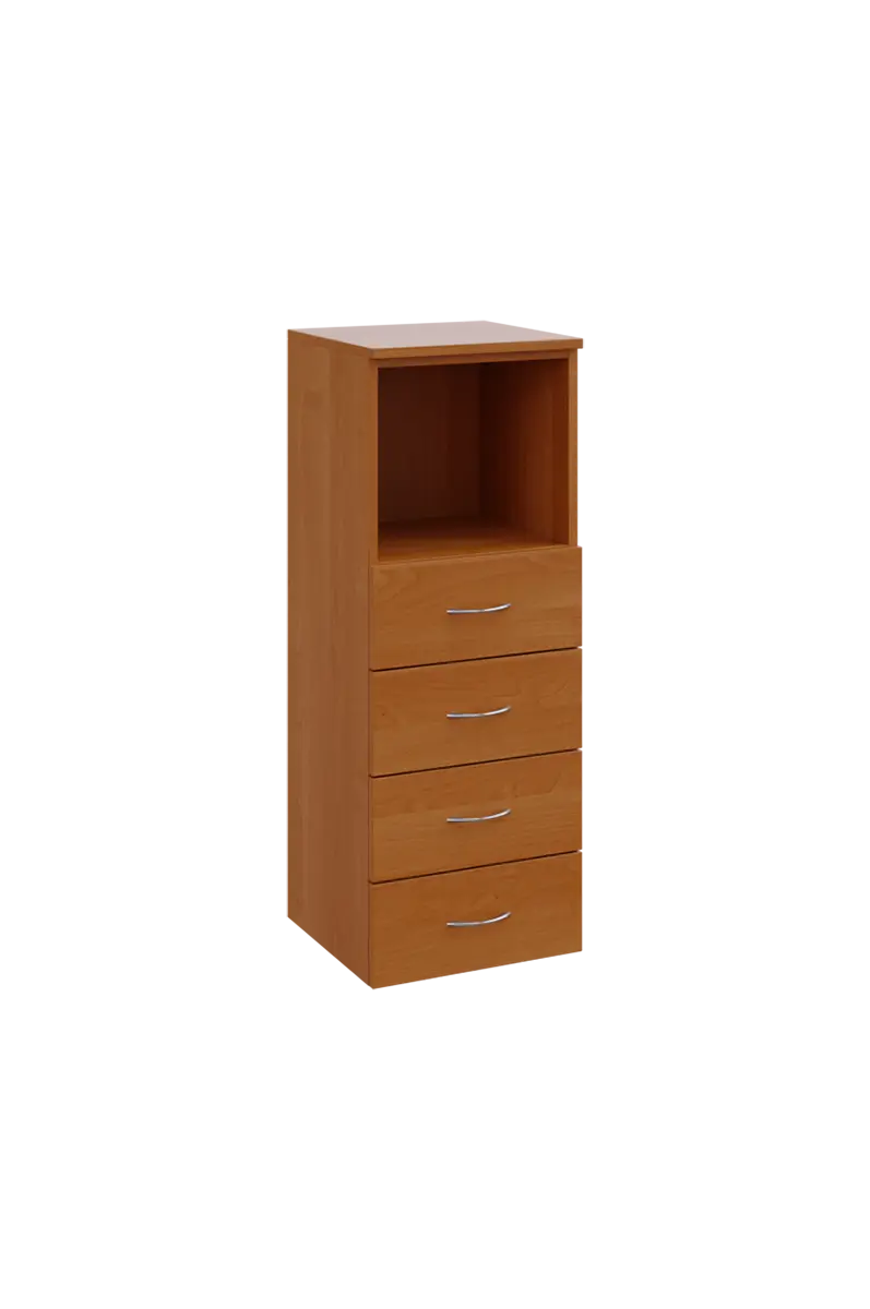 N 3 - 44ZN kancelářská skříň, 4-zásuvková/nika, 1100x400x400, olše jantar